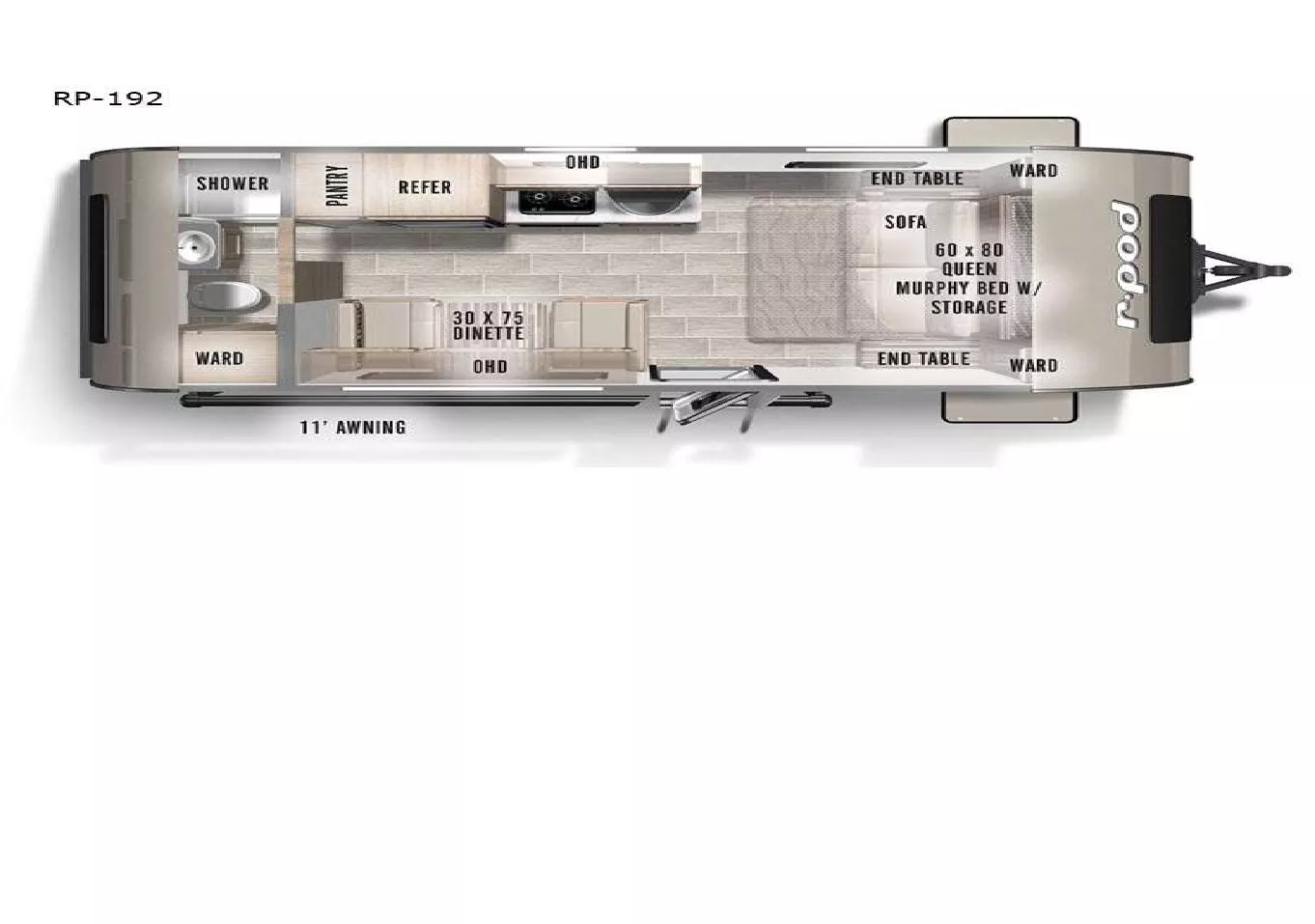 2' 2022 Forest River R-Pod R-POD 192 Floorplan