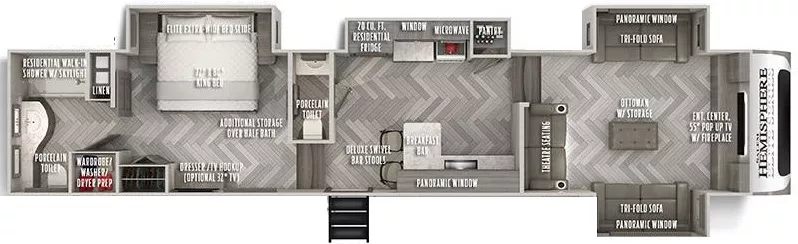 42' 2022 Forest River Salem Hemisphere Elite 36FL w/4 Slides Floorplan