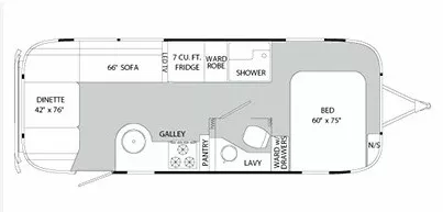 26' 2013 Airstream International Serenity 25FB Floorplan