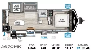 33' 2023 Grand Design Imagine 2670MK w/2 Slides Floorplan