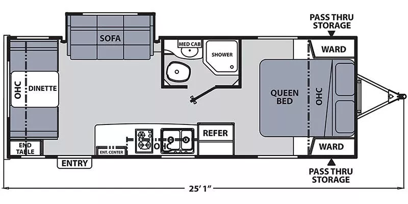 25' 2021 Coachmen Nano 213RDS w/Slide Floorplan
