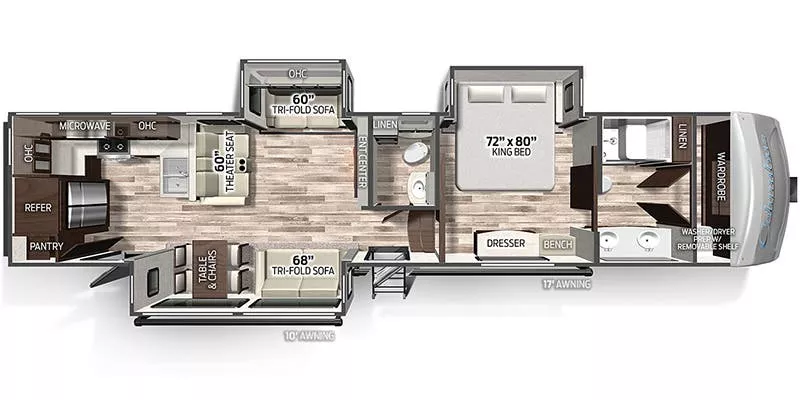 42' 2022 Palomino Columbus 384RK w/2 Slides Floorplan