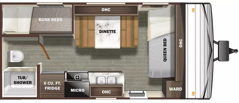 22' 2020 Starcraft Mossy Oak 19BH - Bunk House Floorplan