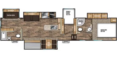 41' 2019 Coachmen Chaparral 373MBRB w/5 Slides - Bunk House Floorplan