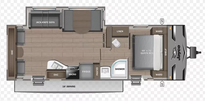 32' 2023 Jayco Jay Flight 265RLS w/Slide Floorplan