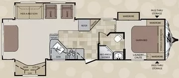 37' 2015 Keystone Cougar X Lite 32SAB w/3 Slides Floorplan