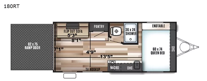 22' 2019 Forest River Salem Fsx M180RT - Toy Hauler Floorplan