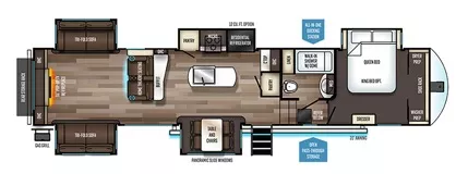 42' 2020 Forest River Sabre 38RDP w/5 Slides Floorplan