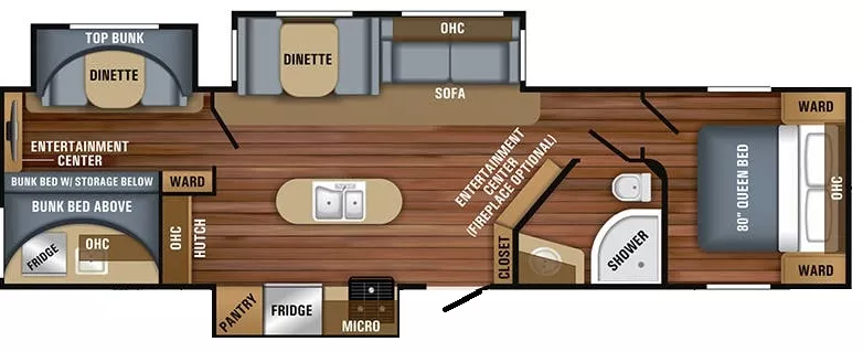 37' 2018 Jayco Jay Flight 33RBTS w/3 Slides - Bunk House Floorplan