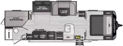 35' 2021 Keystone Passport Grand Touring 2950BHWE w/Slide - Bunk House Floorplan