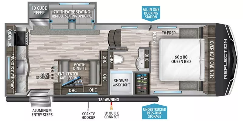 26' 2023 Grand Design Reflection 150 226RK w/Slide Floorplan