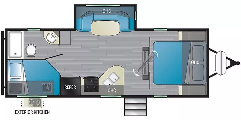 24' 2022 Heartland North Trail 24BHS w/Slide - Bunk House Floorplan