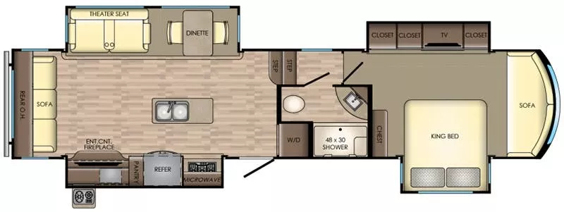 40' 2018 Crossroads Cameo 3631RL w/4 Slides Floorplan