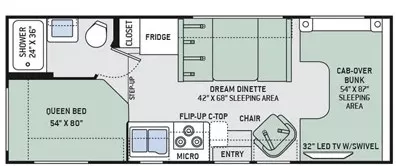 24' 2016 Thor Freedom Elite 23H Floorplan