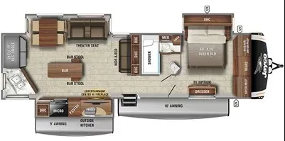 40' 2021 Jayco Eagle 332CBOK w/3 Slides Floorplan