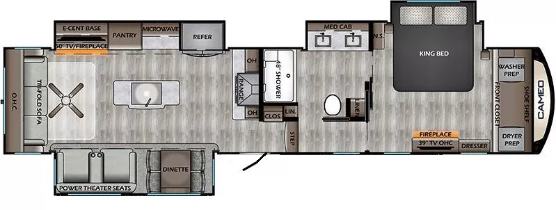 40' 2022 Crossroads Cameo 3891MK w/3 Slides Floorplan