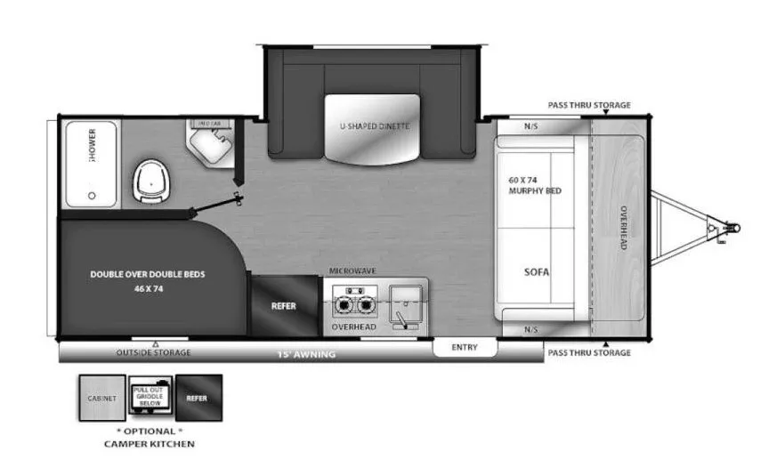 22' 2021 Coachmen Catalina Summit 184BHS w/Slide - Bunk House Floorplan