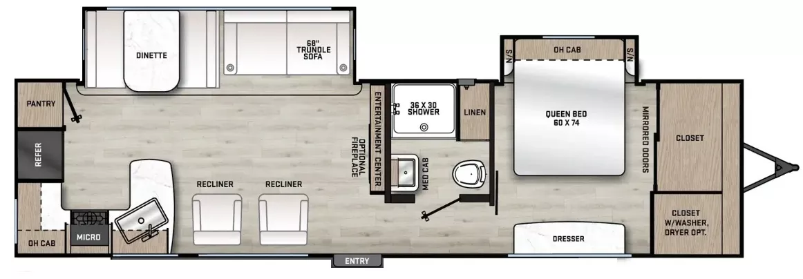 36' 2024 Forest River Aurora 31KDS w/2 Slides Floorplan