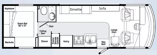 25' 2008 Winnebago Chalet 224VR Floorplan