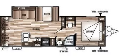 30' 2016 Forest River Wildwood X Lite 254RLXL w/Slide Floorplan