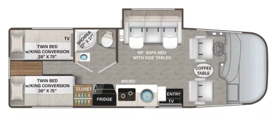 26' 2026 Thor Axis 24.1 w/Slide Floorplan