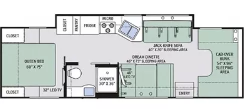 31' 2018 Thor Four Winds 31Y w/Slide Floorplan