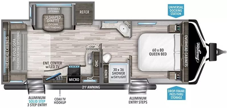 30' 2022 Grand Design Imagine 2500RL w/Slide Floorplan