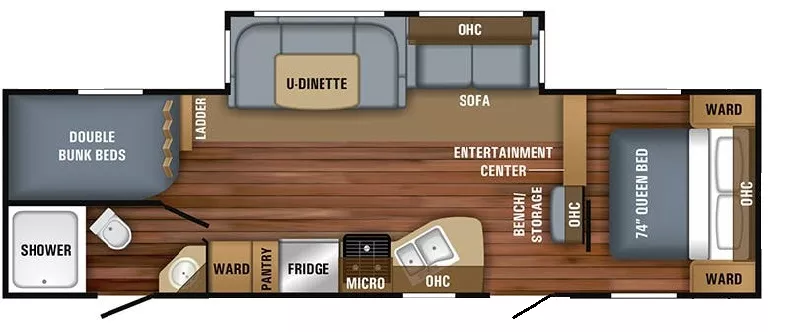 33' 2018 Jayco Jay Flight 28BHBE w/Slide - Bunk House Floorplan