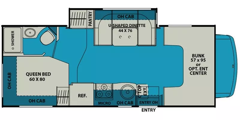 24' 2017 Forest River Coachmen Leprechaun 220QB w/Slide Floorplan