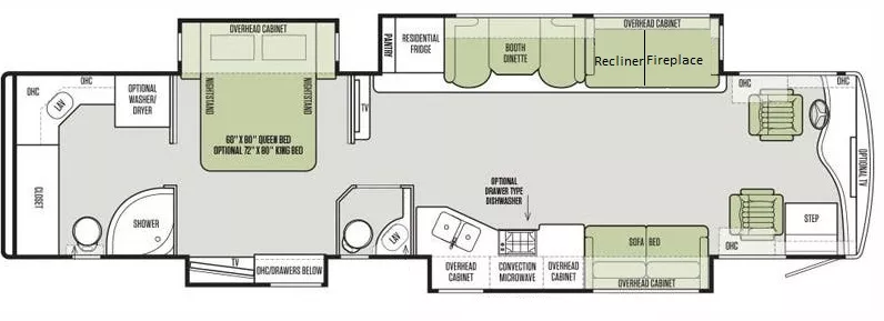 40' 2015 Tiffin Phaeton 40QBH 380hp Cummins w/4 Slides Floorplan