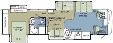 41' 2008 Holiday Rambler Ambassador SE 40SKQ 360hp Cummins w/4 Slides Floorplan