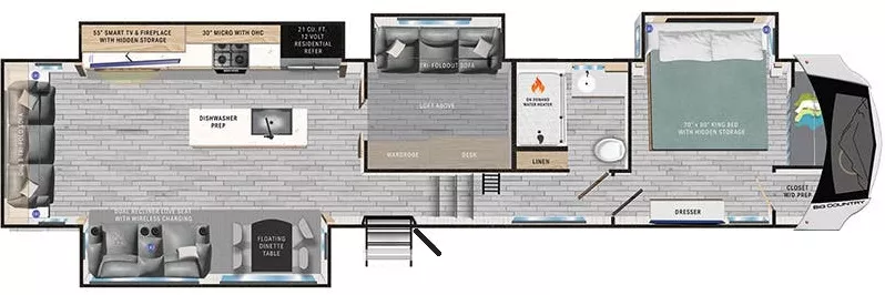 43' 2024 Heartland Big Country 3900MO w/4 Slides Floorplan