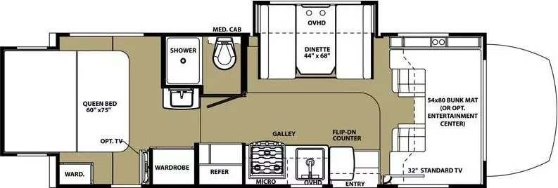 24' 2015 Forest River Sunseeker Mbs 2400R w/2 Slides Floorplan