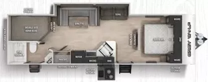 32' 2021 Forest River Cherokee Grey Wolf Limited 26DBH w/Slide - Bunk House Floorplan