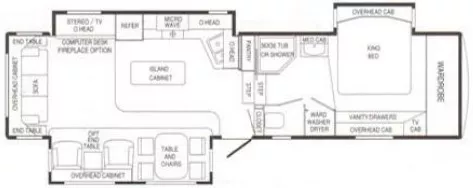 36' 2005 Doubletree RV Mobile Suites 36RS3 w/3 Slides Floorplan