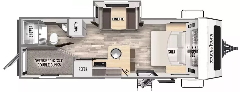 26' 2023 Forest River No Boundaries 20.3 w/Slide - Bunk House Floorplan