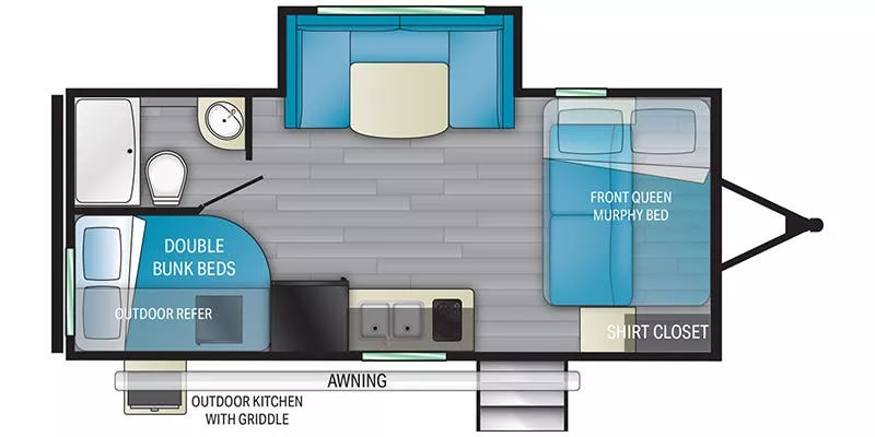 22' 2022 Heartland Prowler 181BHX w/Slide - Bunk House Floorplan