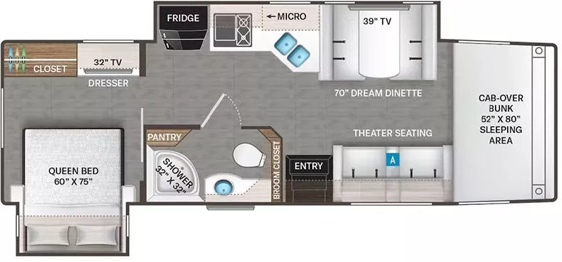 33' 2023 Thor Omni Diesel/Super C 4x4 XG32 F550 4WD w/2 Slides Floorplan