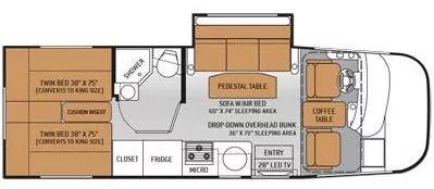 27' 2015 Thor Axis 24.1 w/Slide Floorplan