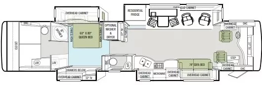43' 2011 Tiffin Allegro Bus 43QGP Cummins w/4 Slides Floorplan