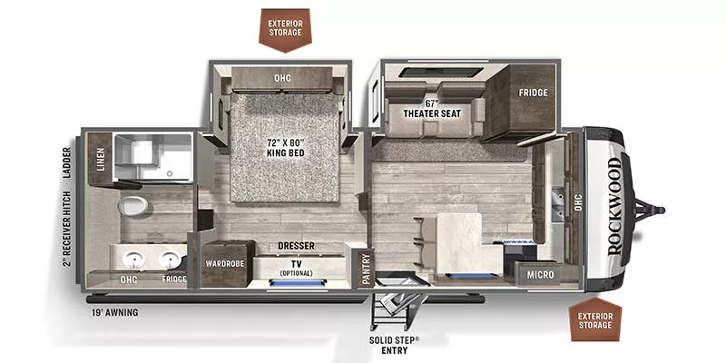 29' 2021 Forest River Rockwood Sig Ultra Lite 8263MBR w/2 Slides Floorplan