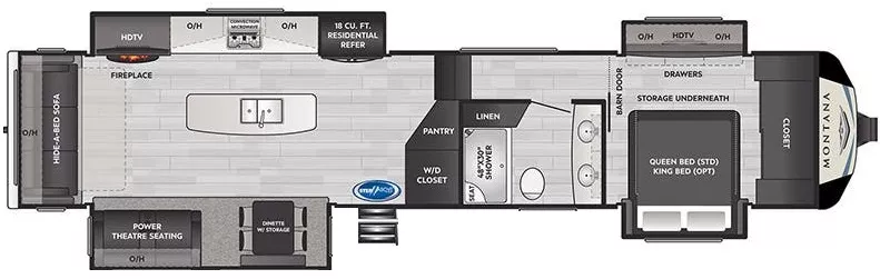 41' 2021 Keystone Montana 3781RL w/4 Slides Floorplan