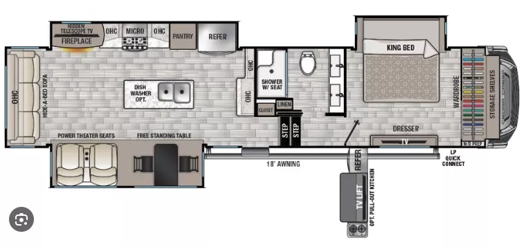41' 2022 Forest River Cedar Creek 360RL w/3 Slides Floorplan