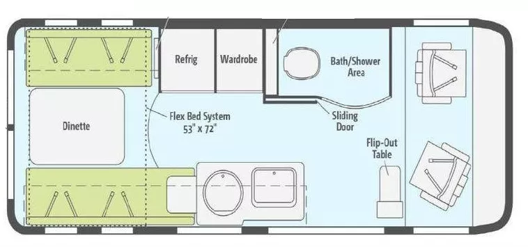 22' 2018 Winnebago Paseo 48P Floorplan