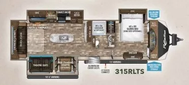 38' 2019 Grand Design Reflection 315RLTS w/3 Slides Floorplan
