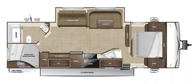 33' 2023 Highland RV Open Range 28BHS w/Slide - Bunk House Floorplan
