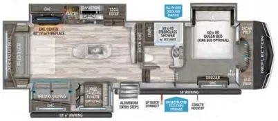 36' 2020 Grand Design Reflection 337RLS w/3 Slides Floorplan