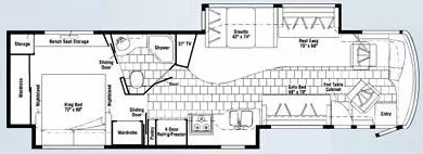 39' 2008 Winnebago Journey 39Z 350hp Cummins w/3 Slides Floorplan
