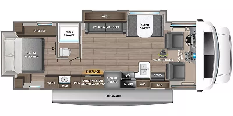 32' 2023 Jayco Greyhawk 30Z w/2 Slides Floorplan