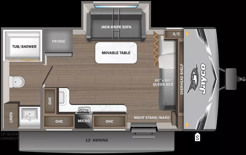 21' 2025 Jayco Jay Flight Slx 160LK w/Slide Floorplan